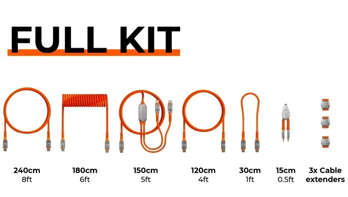Full Kit — all six cables plus 3 Cable Extenders