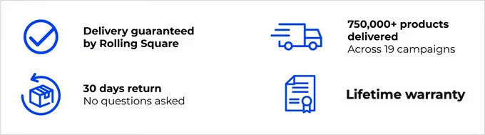 Delivery guaranteed · 750,000+ products delivered · 30 days return · Lifetime warranty