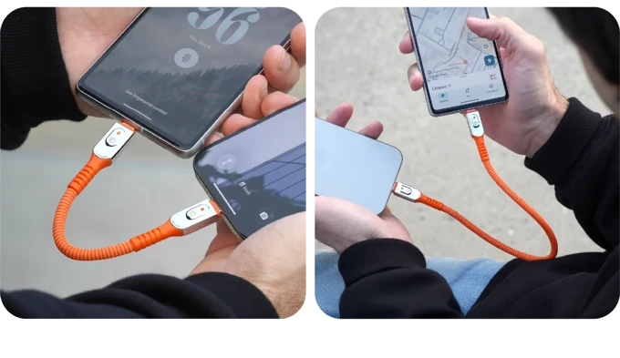 Phone-to-phone charging with the 30cm travel cable